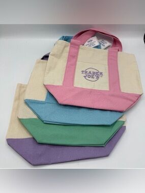 4 Trader Joe’s Mini Tote Bags - All Four Pastel Colors